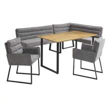 Corner Bench Set, Dining Set, Ideal For Placing In A Corner Of Kitchens And Dining Rooms, Includes A Corner Bench, Two Dining Chairs And A Dining Table, Chenille Fabric, Gray Color + Wood. - Grey - View 1