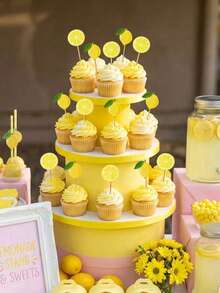 20 piezas de decoraciones de pastel con forma de limón, decoración de pastel con frutas de limón realistas de verano, disponibles en múltiples colores y estilos, adecuado para postres de té de la tarde o bandejas de frutas, perfecto para la decoración de la mesa de fiestas y reuniones - Varios estilos - Ver 4