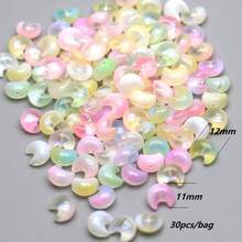 1包30顆混色11x12mm扁平月亮形珠子，適用於製作項鍊、耳環及其他DIY飾品 - 30pcs 胖月亮 - 查看 6