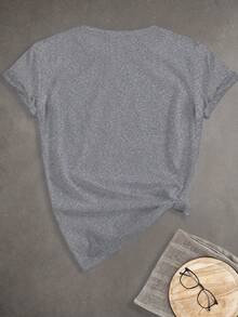 Women's T-Shirt With Mexican Skull Print, Plus Size, Casual Round Neck Sports T-Shirt, Women's Tops - 黑色 - 查看 9