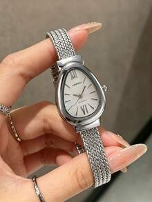 LIANDU 1 Peça Relógio Feminino, Pulseira de Aço Inoxidável, Cabeça de Relógio em Formato de Cobra, Relógio Feminino Elegante, Fashion, Empresarial, Luxuoso e Elegante, Adequado para Uso Diário, Feriados, Aniversários, Presente para Ela - Prata - Visão 3