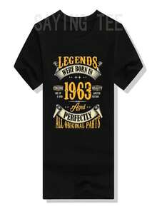 Legendary Figure T-Shirt, Born In 1963, Women's T-Shirt For 61st Birthday, Retro Outfit For 61st Birthday, A Gift For Dads And Grandparents, A T-Shirt For Parents And Grandparents. - 黑色 - 查看 1