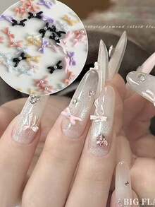 20颗混色树脂蝴蝶结圆珠，3D法式美甲饰品，美甲配件 - 彩色 - 查看 1