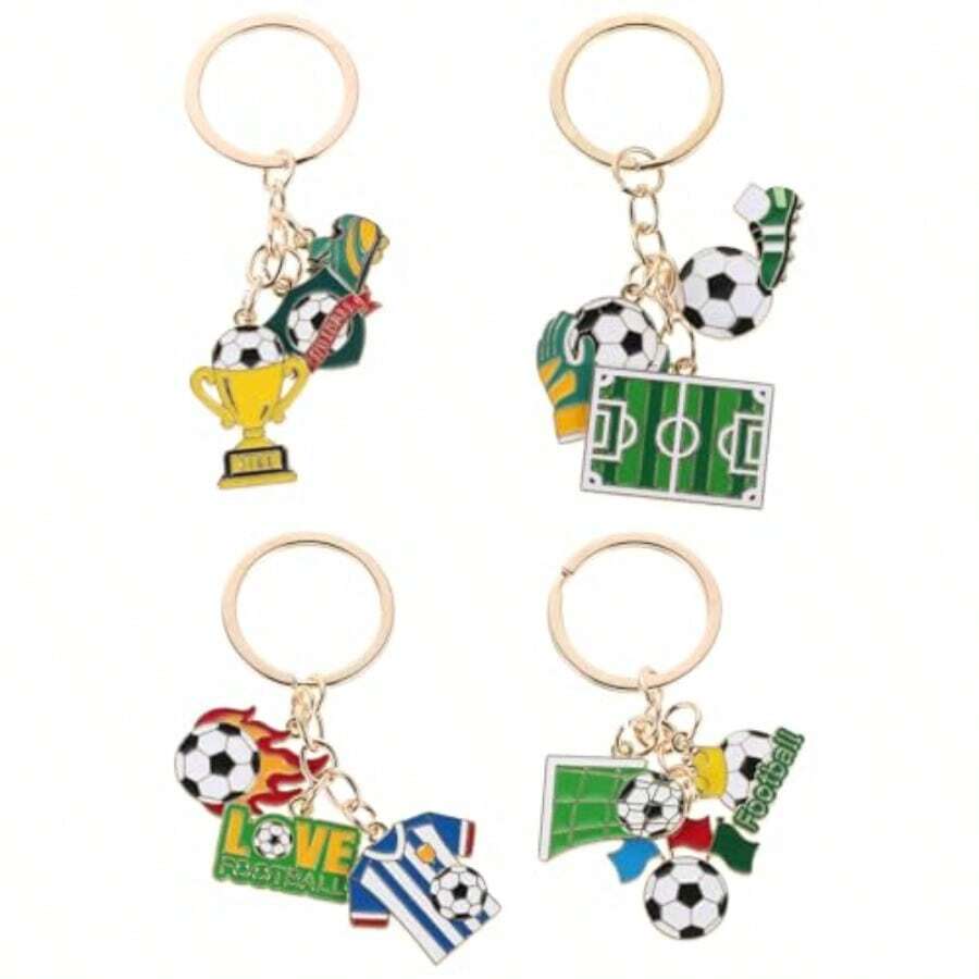 YQQFOMIYES Soccer Keychains 4 Pieces 2026 International Cup Durable Zinc Alloy Creative Sports Keychain For Backpack Gift For Fans Sporting Events2508 - 如圖所示 - 查看 1