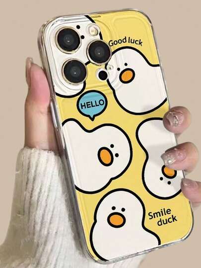1pc Hello Duck Design Protective Phone Case For IPhone 17 Pro Max, 14 Pro, 13, 16, 15
