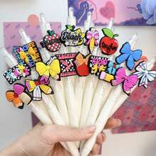 Bộ 1/3/5 bút bi viết có thể thu gọn chủ đề Giáo viên, thân bút màu trắng, đầu bút hình quả táo thắt nơ, mực trơn tru, quà tặng tri ân giáo viên cho lớp học, đồ dùng học tập, sổ kế hoạch và mùa tựu trường. - A - Xem 7