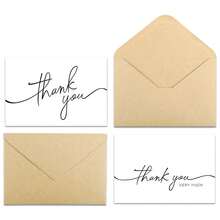 6pcs Minimalist Thank You Cards With Kraft Envelopes, Elegant Script Greeting Cards For Wedding, Baby Shower, Business, Small Shop, Bulk Notes For All Occasions. Small Business Packaging Supplies, Bulk Script Thank You Notes For Boutique, Online Shop, Customer Appreciation Cards.Simple Handwritten Calligraphy Bridal Shower Gift Notes, Modern Engagement & Birthday Party Stationery Bulk - View 6