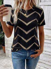 Women's Casual Short-Sleeved T-Shirt With Round Neck And Heart Print, New Spring-Summer Collection. Very Popular New Arrival. - 多色 6 - 查看 1