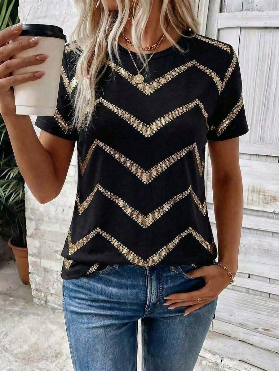 Women's Casual Short-Sleeved T-Shirt With Round Neck And Heart Print, New Spring-Summer Collection. Very Popular New Arrival. - 多色 6 - 查看 1