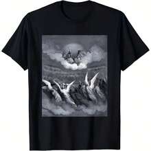Unisex Adult T-Shirt Paradise Lost By Gustave Dore In Black, Small Size, Short Sleeves, Men's Summer T-Shirt - 款式 - 查看 1