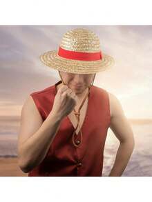 TOEI ANIMATION 1件裝 One Piece 正版授權草帽 編織草帽 紅色緞帶 動漫 Cosplay 配件 適合派對、日常穿著，One Piece 粉絲理想禮物 - 海贼王 - 查看 10