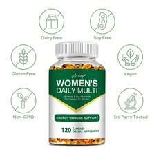 Women's Daily Multi - Immune Support, Energy Production, Promotes Heart, Brain, Skin And Hair Health, Maintains Healthy Vitality - Vitamins A,B12,C,D3 - 120pcs - 120 Capsules - 查看 3