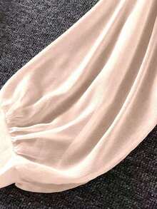 de punto con mangas farol y lazada delantera para mujer, prenda ligera de verano - Rosa Pálido - Ver 6