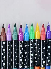 Glitter Marker Pens, Thick Soft Tip, Non-Fading Pearlescent Shiny Pens For Drawing, Student Bullet Journaling - A - View 2