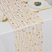 1 Roll Polyester Mesh Gold Starry Table Runner, Decorative Tabletop Cover For Tableware, Elegant Fashion, Simple & Personalized, Durable & Wear-Resistant For Wedding, Birthday, Party Celebration - View 5