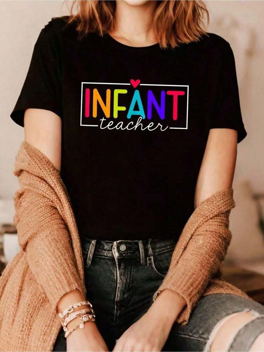 Women's Cotton Short Sleeve Crew Neck T-Shirt, 100% Cotton, With A Modern And Fashionable Design. Women's Blouses Shirt - 黑色 - 查看 1
