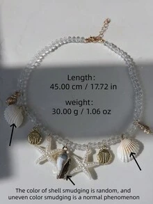 1 chiếc vòng cổ mặt dây chuyền hình sao biển độc đáo, thanh lịch, phong cách Bohemian, thích hợp cho kỳ nghỉ hè, phù hợp với trang phục đi biển và trang sức nữ. - Nhiều màu - Xem 7