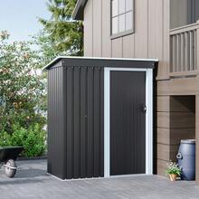 Outdoor Metal Removable Storage Shed Garden Storage Shed With Lockable Door For Firewood Garbage Can Tools Lawnmower Bike Shed Waterproof Log Store For Backyard Patio Rust-Resistant Not Include Foundation 164cm W X 77cm D X 182cm H - Charcoal Black - View 6