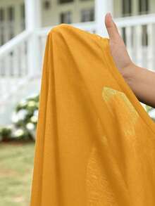 Chaqueta ligera de mujer de unicolor con abertura frontal y manga 3/4 casual - Amarillo - Ver 6