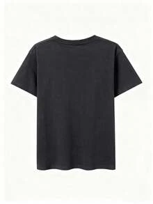 This Short-Sleeved, Crew-Neck T-Shirt With A Relaxed Fit Is Perfect For Summer. It Features A Fun, Retro-Chic Print Inspired By Alice In Wonderland. Ideal For Holidays, The Office, Outings, Everyday Wear, Dates, Parties, Meetings, And Urban Looks. A Versatile Piece With A Casual And Sporty Style, It Also Makes A Great Gift For Various Occasions. - 深灰色 - 查看 3