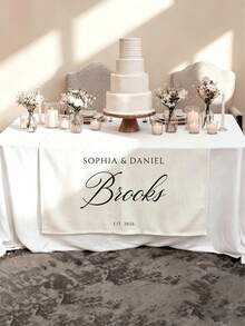 Customized Wedding Table Runner, Can Customize Text, Name, Date, Elegant Bride & Groom Head Table Decor, Romantic Wedding Reception Area Tablecloth &Wedding Reception, Bridal Shower, Party Decoration, Suitable For Weddings, Birthday Parties, Dining Table Centerpieces, Christmas - Multicolor - View 5