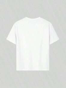 Women's Short-Sleeved T-Shirt, Teen Clothing, Casual Round Neck Graphic Print Short-Sleeved T-Shirt For Kids And Teens, Summer Top, Loose And Comfortable Children's Clothing Set. - 白色 - 查看 3