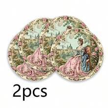 Alas piring bundar bergaya Rococo vintage dengan motif wanita bangsawan abad ke-18 dan pesta teh di taman, tersedia dalam set 1/2/4/6/8 buah, dengan diameter 36 cm. Terbuat dari 100% serat poliester, dapat dicuci dengan mesin, dicuci dengan tangan, dan dicuci kering, serta memiliki sifat anti selip dan tahan panas. Ideal untuk makan sehari-hari dan dekorasi rumah, sempurna untuk penggemar gaya vintage dan barok. - MultiWarna - View 18