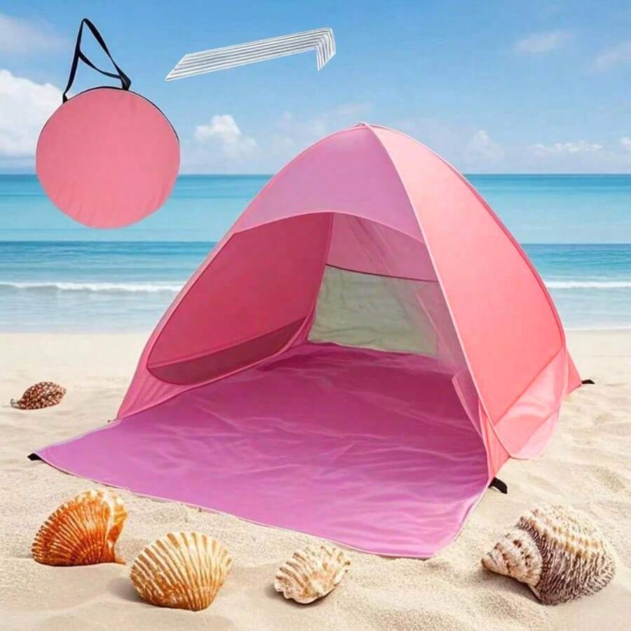 UPF 50+ Instant Pop Up Beach Tent - Includes Carry Bag , Sun Shelter For Family, 2-3 People With Triangle Design – Lightweight Portable Canopy For Beach, Camping & Outdoor - Multicolor - View 1