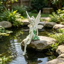 Resin Crafted Fairy Statue, Outdoor Garden Decor Suitable For Yard And Lawn, Perfect Gardening Ornament - A - View 3