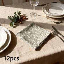1/2/6pcs Minimalist Fresh Plant Print Square Placemats, Suitable For Cafe, Party, Dining Room, Heat-Resistant Coasters - Multicolor - View 19