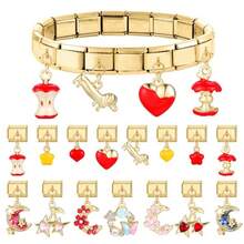 1/5/10/20/30/50pcs Random Mixed Gold-Color Modular Pendant Charms - Butterfly, Moon, Heart, Cherry Suitable For DIY Bracelet - Multicolor - View 9