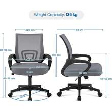 Modern Ergonomic Office Chair Adjustable Swivel Mesh Computer Chair With Back Support Arms Wheels For Home Work Students Study Black - Dark Grey - View 3