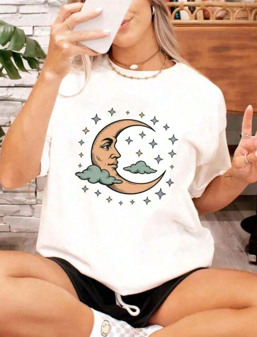 'Summer Vibes' Print T-Shirt, Size S, Cute T-Shirt, Party T-Shirt, Beach T-Shirt, Summer T-Shirt - 摩卡棕 - 查看 1