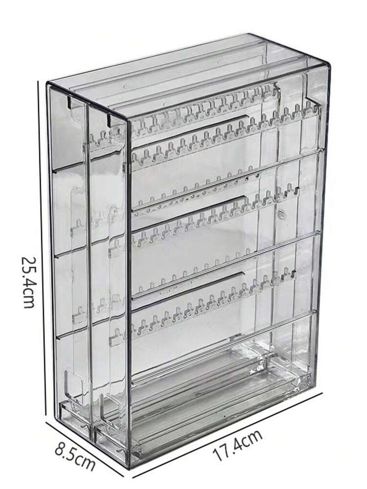 1pc Acrylic Transparent Jewelry Storage Box, Earring Necklace Bracelet Display Stand For Bedroom Vanity Desk - Clear - View 12