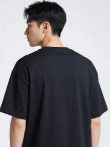 Unisex Casual Short Sleeve Sports T-Shirt, Loose Fit, Round Neck, Slightly Stretchy Fabric, Ideal For Spring And Summer, For Men And Women - 黑色 - 查看 4