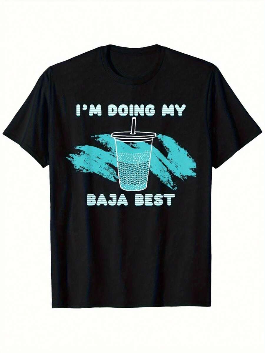 Black T-Shirt With The "I'm Doing My Baja Best" Print -- Lightweight, Breathable, Crew Neck, And Short Sleeves. This Casual Yet Stylish Design Is Suitable For All Seasons, Ideal For Baja Events And Everyday Wear. It Offers A Comfortable Fit And Is Also Available In Larger Sizes. With A Crisp, Streamlined Cut, This Garment Creates A Clean And Dynamic Look. Its Relaxed Yet Flattering Silhouette Suits All Body Types, Offering A Style That Is Both Casual And Sophisticated. - 黑色 - 查看 1