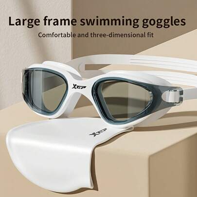 High-Definition, Waterproof, Anti-Fog Swimming Goggles, Large Frame Design For Wide Vision, Adjustable Silicone, Unisex
