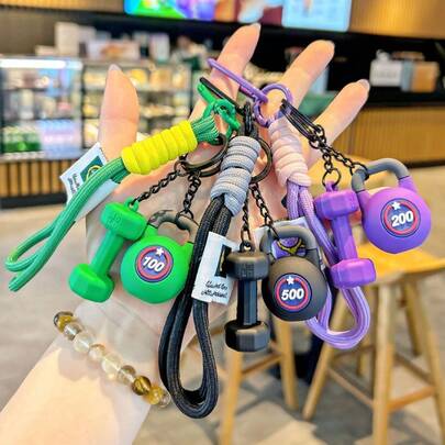 1pc Creative Mini Dumbbell Keychain, Sporty Personalized Accessory, Fitness Training Peripheral Hanging Decoration, Backpack Charm, Fitness Lover Small Gift