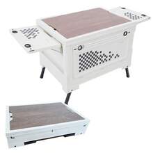 Boîte de rangement multifonctionnelle pliable Klack 56L – Table d'organisation avec couvercle en bois – Ouverture à 4 voies – Conteneur portable et empilable pour le camping, la voiture, la maison et les activités de plein air - A - Voir 1