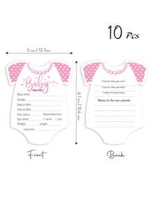 10pcs Prediction Cards For Baby Gender Reveal Party, Christening Game Cards For Boy Or Girl Baby Shower - Pink - View 5