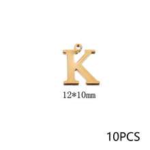 10Pcs 304 Stainless Steel 18K Gold Plated Letter Charms, Alphabet Initial Pendants For DIY Jewelry Making - Pendants - View 26