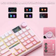 Teclado mecánico inalámbrico Bluetooth AULA F108, interruptores intercambiables, pantalla inteligente TFT, retroiluminación RGB, personalizable de tamaño completo, teclado para juegos AULA F108 - Ver 5