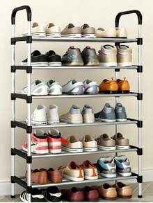 1pc Multi-Layer Shoe Rack, Freestanding Shoe Rack, Easy To Assemble, Suitable For Rental Apartments, Entryway, Hallway, Bedroom, Bathroom, Office, Living Room Shoe Storage Rack, Entryway Furniture, Shoe Organizer Rack, Space-Saving Design, Suitable For Various Room Types - Black - View 10