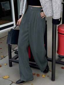 Tailored Wide Leg Trousers - 深灰色 - 查看 2