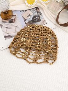 1pc/2pcs Bohemian Style Solid Color Hollow Out Sequin Knit Beanie - Multicolor - View 20