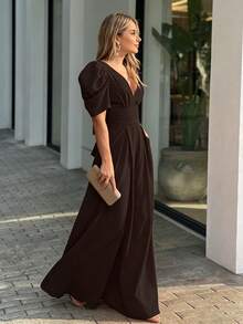 2026 Spring New Women's Clothing-Border Jumpsuit Fashionable Pleated High-Waisted Bell-Bottom Pants - 黑色 - 查看 3