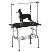 Dog Grooming Table,Adjustable Height Arm, Restraints, Non-Slip Surface, Non-Slip Surface, Portable Trimming & Bathing Station, - Black Mat - View 1