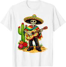 Moderno e informalSkeleton Cinco De Mayo Mariachi Fiesta Cactus Men Women T-Shirt,Camiseta informal negra de cuello redondo para hombre,Nuevas camisetas 2026, camisas para niños, ropa para niñas, conjuntos de chicas de televisión, conjuntos a juego para madre e hija - Blanco - Ver 1