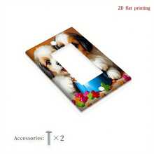 1pc Dog Feeding Printed Switch Panel Cover, 2D Flat Printing Decorative Plate, Cute Pet Style Niche Home Accessory - A - View 9