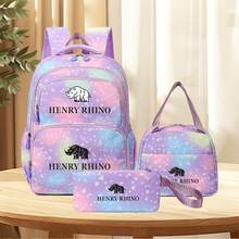 高品质外观，梦幻星空渐变印花书包，防水带背垫，双肩包套装，卡通风格 - 彩色 - 查看 13